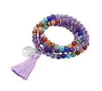 [Sbshiouu] 108 Prayer Beads Mindfulness Necklace Long Tassel Design Jewelry Daily Wear Sweater Chain Necklace Jewelry