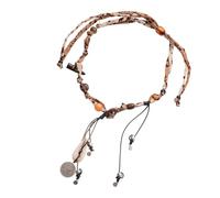 Sbshiouu Double Layer Fabric and Resin Teardrop Pendant Necklace Neckchain Jewelry