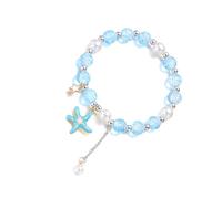 Sbshiouu Elegant Star Fish Shell Pendant Bracelet Lightweight Minimalist Jewelry Comfortable Beaded Wristchain