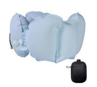 Sbshiouu Inflatable Neck Pillow For Travel Office Rest With Air Pumps Storage Box Double Sideds Fabric TPU Materials Quick Inflate Pillow With Carrying Case