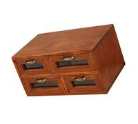 Sbshiouu Retro Solid Wood Drawer Storage Cabinet Decorative Wooden Storage Box with Glass Front 4 Drawers Case for Easy