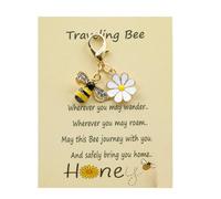 [Sbshiouu] Sparkling Rhinestone Bee Flower Pendant Keychain Bag Lightweight Metal Accessories Backpack Gift Bling Keychain Accessories, c, One size