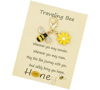 [Sbshiouu] Sparkling Rhinestone Bee Flower Pendant Keychain Bag Lightweight Metal Accessories Backpack Gift Bling Keychain Accessories, b, One size