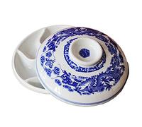 SBTRKT Blue And White Ceramic Palette With Lid，7-well Watercolor Paint Palette, Ceramic Mixing Tray For Watercolor Gouache Acrylic Oil Painting