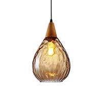 SBTU Vintage Glass Pendant Light Retro Water Ripple Lantern Lampshade Ceiling Ceiling Lighting Fixture E27 Creative Chandelier Height Adjustable Hanging Light For Living Room Restaurant Bar (L,Amber)
