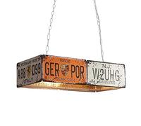 SBTU Vintage Pendant Light Industrial License Plate Creative Decor Chandelier Retro Loft Iron Ceiling Lighting E27 Hanging Light For Dinning Room Restaurant Bar Cafe (C)