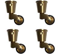SBTXHJWCGLD 4pcs Rubber Furniture Casters 25mm Solid Brass Casters Wheel, Moving Caster Wheels, 360° Swivel Caster, Retro Classical Cup Type,150kg Load Capacity, With Screws