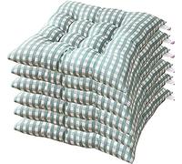 SBTXHJWCGLD Chair Pad Dining Chair Pad Cushion,Set of 6 Padded Checkered Chair Seat Pads Seat Cushion Pads Kitchen Garden Dining Chair with Straps 45x45cm Chair Cushion (Color : Coffee)