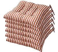 SBTXHJWCGLD Chair Pad Dining Chair Pad Cushion,Set of 6 Padded Checkered Chair Seat Pads Seat Cushion Pads Kitchen Garden Dining Chair with Straps 45x45cm Chair Cushion (Color : Coffee)