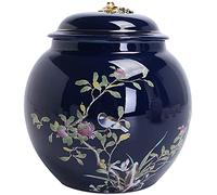 SBTXHJWCGLD Funeral Urn Funeral Urn Beautiful Flower Bird Medium Urns For Ashes Adult Mum Ceramic New Urn Memorial For Human(Size:16×16.5cm,Color:C)