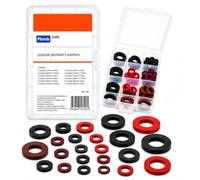 SBUK PlumbSure 144 Piece Plumber's Washer Assortment Kit - Mixed Rubber, Fibre & Tap Washers - Assorted Sizes for Plumbing Repairs, Taps, Pipes, Valves & DIY Maintenance
