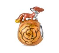 SBUTUXC 925 Sterling Silver Charm Collection, Enamel Animal Fairy Tale Themed Pendants, Crystal Zircon Decorative Charms for Necklaces, Bracelets, Jewelry Making(Fox & Rose Charm)