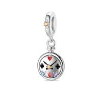 SBUTUXC 925 Sterling Silver Charm Collection, Enamel Animal Fairy Tale Themed Pendants, Crystal Zircon Decorative Charms for Necklaces, Bracelets, Jewelry Making(Poker Watch Charm)