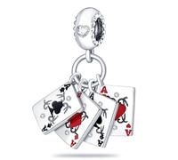 SBUTUXC 925 Sterling Silver Charm Collection, Enamel Animal Fairy Tale Themed Pendants, Crystal Zircon Decorative Charms for Necklaces, Bracelets, Jewelry Making(Ace of Spades Charm)
