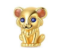 SBUTUXC 925 Sterling Silver Charm Collection, Enamel Animal Fairy Tale Themed Pendants, Crystal Zircon Decorative Charms for Necklaces, Bracelets, Jewelry Making(Golden Lion Cub Charm)