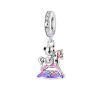 SBUTUXC 925 Sterling Silver Charm Collection, Enamel Animal Fairy Tale Themed Pendants, Crystal Zircon Decorative Charms for Necklaces, Bracelets, Jewelry Making(Bear & Rocking Horse Charm)