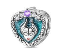 SBUTUXC 925 Sterling Silver Charm Collection, Enamel Animal Fairy Tale Themed Pendants, Crystal Zircon Decorative Charms for Necklaces, Bracelets, Jewelry Making(Maleficent Charm)