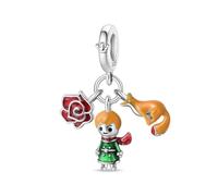 SBUTUXC 925 Sterling Silver Charm Collection, Enamel Animal Fairy Tale Themed Pendants, Crystal Zircon Decorative Charms for Necklaces, Bracelets, Jewelry Making(Little Prince Trio Charm)