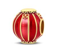 SBUTUXC 925 Sterling Silver Chinese Red Lantern Charm Bead, Gold Plated Heart Design, 0.47x0.37 Inch, for Bracelets