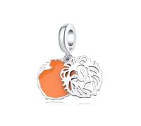 SBUTUXC 925 Sterling Silver Guinea Pig Dangle Charm with Orange Enamel, Compatible with Snake Chain Bracelets and Necklaces