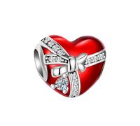SBUTUXC 925 Sterling Silver Heart Charm with Crystal Accents, Two-Tone Gold and Silver, 0.48 x 0.48 Inch Pendant for Necklaces, Bracelets