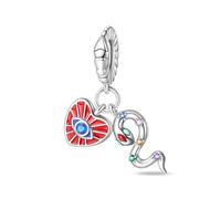 SBUTUXC 925 Sterling Silver Heart Snake Dangle Charm with Evil Eye Enamel Multi-Color Zircon for Women, Protection Love Jewelry Gift