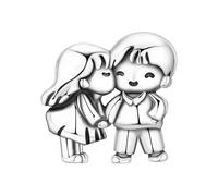 SBUTUXC Couple boi and gl Charm, 925 Sterling Silver, 0.43 x 0.47 in, Romantic Style, for Snake Chain Bracelets, Necklaces