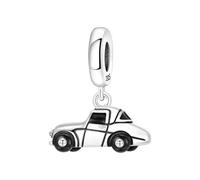 SBUTUXC S925 Sterling Silver Vintage Car Dangle Charm, Black Enamel, Compatible with Snake Chain Bracelets and Necklaces