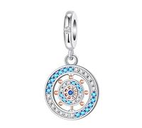 SBUTUXC Sterling Silver Spiral Charm Pendant with Blue Crystals and Rose Gold Accents, 925 Silver Dangle Bead for Necklaces Bracelets, 0.93 x 0.48 Inch