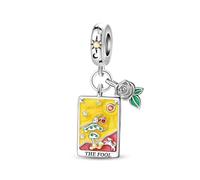 SBUTUXC Sterling Silver Tarot Card Charms Collection, Enamel Dangle Pendants with Crystals, Major Arcana Design for Bracelets, Necklaces, 925 Silver(The Fool Tarot Charm)