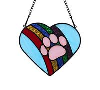 Sbuxhrkid Artisan-Crafted Stained Glass Paw Memorial - Rainbow Bridge Remembrance Sun Catcher,Personalized Dog Memorial Gift for Bereaved Pet Owners