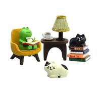 Sbuxhrkid Cute Mini Frog and Cat Figurine for Office, Home Decoration Perfect Cute Frog and Cat Gift,Second Set