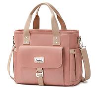 Sbuxhrkid Lunch Bag for Women Work,Insulated Lunch Box Extra Large Lunch Tote Bag,Wide-Open Tote Cooler Bag with Removable Shoulder Strap with Side Pocket,Lunchbag for Picnic Hiking Beach (Pink)