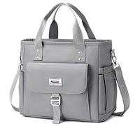 Sbuxhrkid Lunch Bag for Women Work,Insulated Lunch Box Extra Large Lunch Tote Bag,Wide-Open Tote Cooler Bag with Removable Shoulder Strap with Side Pocket,Lunchbag for Picnic Hiking Beach (Gray)