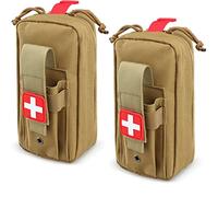 Sbuxhrkid Medical Pouch, Rip-Away EMT First Aid Pouch IFAK Trauma Kit Everyday Carry Survival Bag Include Cross Patch (Khaki-2 Packs)