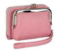 Sbuxhrkid Women's RFID Blocking Wristlet Wallet - 2-in-1 Zip-Around with Coin Purse & Card Slots - Vegan Leather with Secure Clasp (Gift Ready)(Pink)
