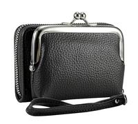 Sbuxhrkid Women's RFID Blocking Wristlet Wallet - 2-in-1 Zip-Around with Coin Purse & Card Slots - Vegan Leather with Secure Clasp (Gift Ready)(Pink) (BlackBlack)