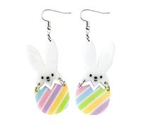 Sbyhbhyds 1 Pair of Earrings Easter Bunny and Egg Earrings Pastel Easter Bunny Earrings Striped Easter Egg Earrings Cute Easter Earrings Packs of Earrings (Pink, One Size)