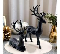 Sbyhbhyds 2 Pcs Reindeer Figurines Christmas Decor,Modern Minimalist Xmas Deer Sculpture,Indoor Holiday Table Centerpieces for Home Mantel Living Room Bedroom Office,Tabletop Statues Ornaments (A3)