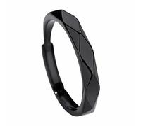 Sbyhbhyds 925 Sterling Italian Silver Lover Adjustable Ring for Couple Set Black and Ring for Men and Women A Simple Light and Luxurious Love Ring for Lovers Vintage Jewelry (BK1, A)
