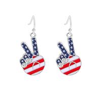Sbyhbhyds American Independence Day Earrings Flag Red Blue White Lightweight Fashion and Casual 80s Earrings (A, 手势3.6x1.5cm)