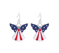 Sbyhbhyds American Independence Day Earrings Flag Red Blue White Lightweight Fashion and Casual 80s Earrings (B, 天使3.7x2.4cm)