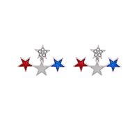 Sbyhbhyds American Independence Day Earrings Pendant Flag Red Blue White Light Fashion Wing Star Womens Fashion Earrings (O, 耳钉2cm)
