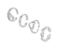 Sbyhbhyds Creative Hollow Heart Ring Fashion Ring Simple Ring Four Piece Set Rings Small (Black, One Size)