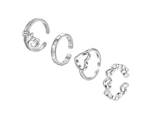 Sbyhbhyds Creative Hollow Heart Ring Fashion Ring Simple Ring Four Piece Set Rings Small (Black, One Size)