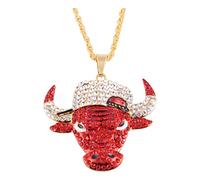 Sbyhbhyds Diamond Inlaid Pendant Personality Trend Hip Hop Men and Women Punk Men and Women Necklace National Jewelry Taurus Birthday Gift A Necklaces (Gold, One Size)