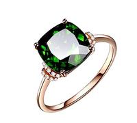 Sbyhbhyds Dovey Emeralds Ring Female Crushed Diamond Green Tourmaline Crystal Gemstone Ring Showing Fine and White Translucent Jade Hand Jewellery Ring for Teen Girls (A, One Size)