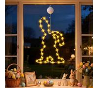Sbyhbhyds Easter Bunny Window Decorations Lights 1 Pack,12.6" LED Spring Rabbit Glass Silhouette Decoration,Battery Powered, 8 Mode Twinkle Light for Wall Mantel Indoor Outdoor Holiday Decor