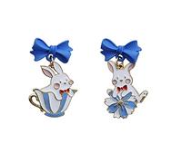 Sbyhbhyds Easter Earrings Fun Cartoon Paint Blue Bow Bunny Irregular Earrings Fashion Special Earrings 1 Pair of Personalized Earrings Beaded Earrings for Women (Blue, One Size)