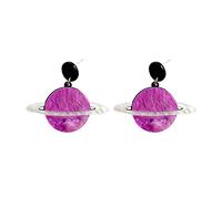 Sbyhbhyds Fashion Planet Earrings Acrylic Universe Saturn Earrings Advanced Creative Personality Earrings Sparkly Earrings for Women Dangle (Purple, One Size)